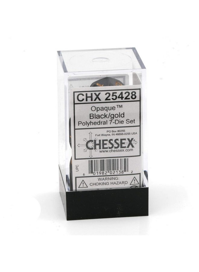 Chx25428 Dice-Opaque Black/Gold Set