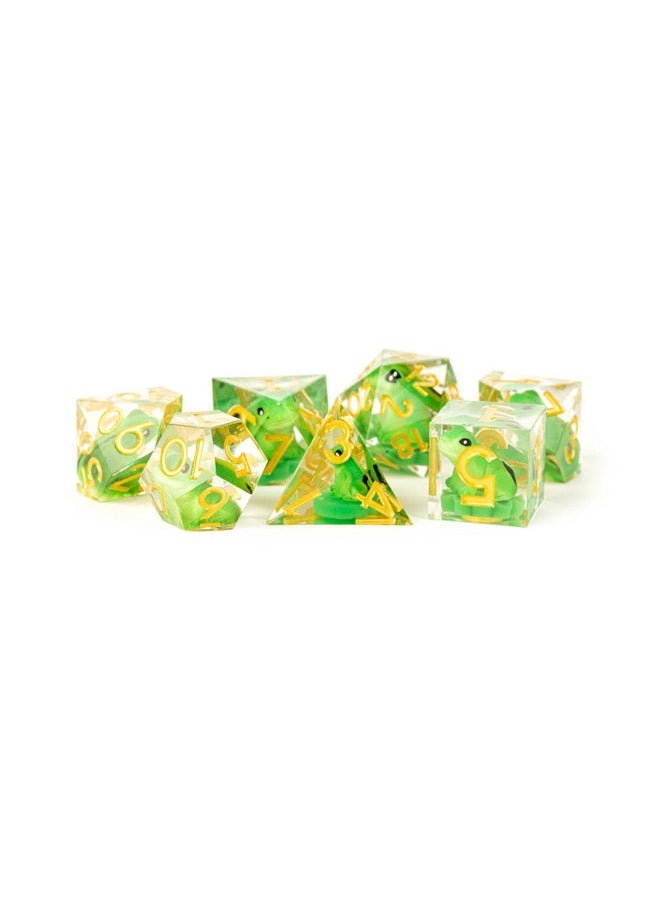 Dice Games Sharp Edge Resin Dnd Dice Set: Frog Dice, Role Playing Game Dice For Dungeons And Dragons