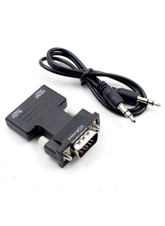 HDMI Female To VGA Male Converter And Audio Adapter Black/Silver