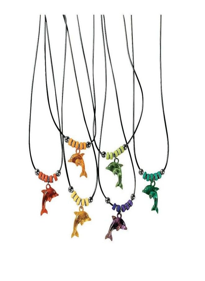 Fun Express - Acrylic Dolphin Necklace W/ Jewel Eye - Jewelry - Necklaces - Necklaces - Novelty - 12 Pieces