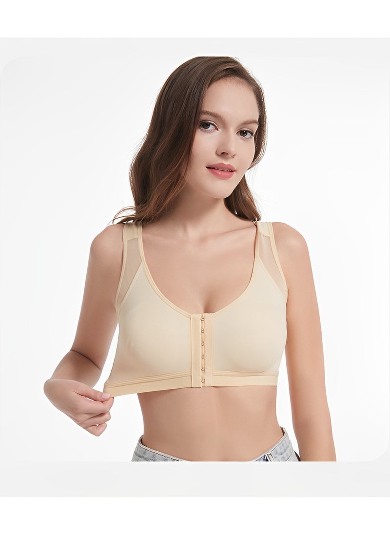 Women's Front-close Bra Sport Wirefree Bra Posture Corrector Bra Comfort-Strap Bra Full-Coverage Bra Breathable Soft Bra