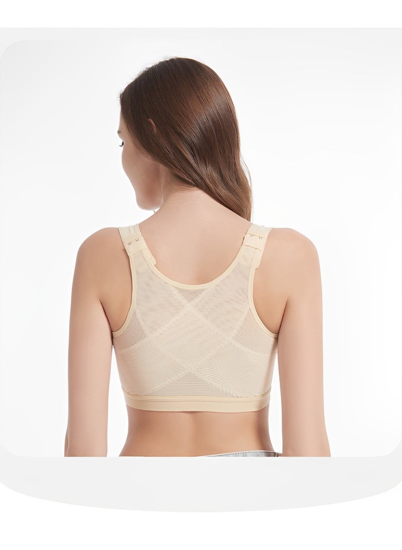 Women's Front-close Bra Sport Wirefree Bra Posture Corrector Bra Comfort-Strap Bra Full-Coverage Bra Breathable Soft Bra