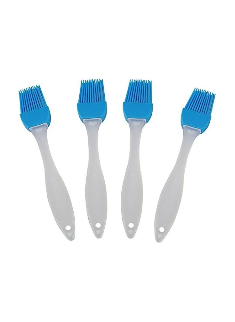 Silicone Basting Pastry and Bbq Brushes (Set of 4) Durable, Heat Resistant Kitchen Utensils - Dishwasher Safe- Soft and Flexible- Essential Cooking Gadget, Bakeware Tool and Culinary Equipment- blue