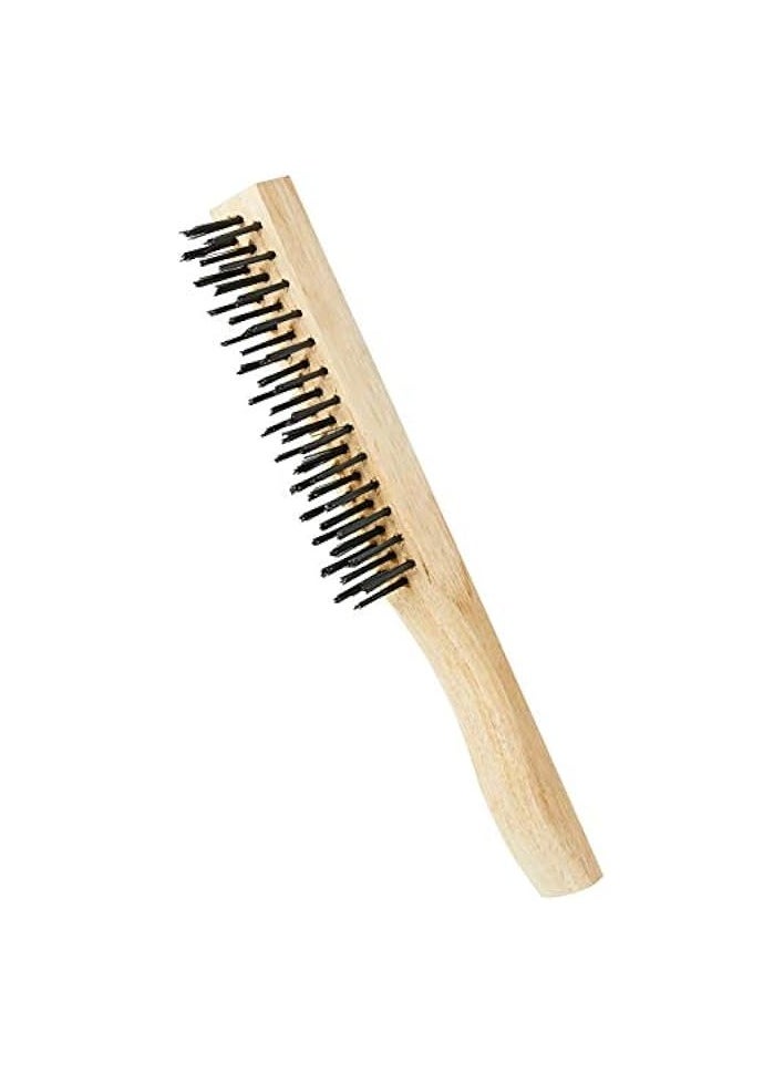3 Wire Rows Steel Brush with Wood Base