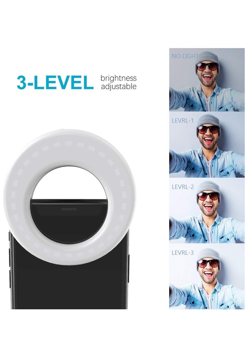 Selfie Light Ring Lights LED Circle Light Cell Phone Laptop Camera Photography Video Lighting Clip On Rechargeable