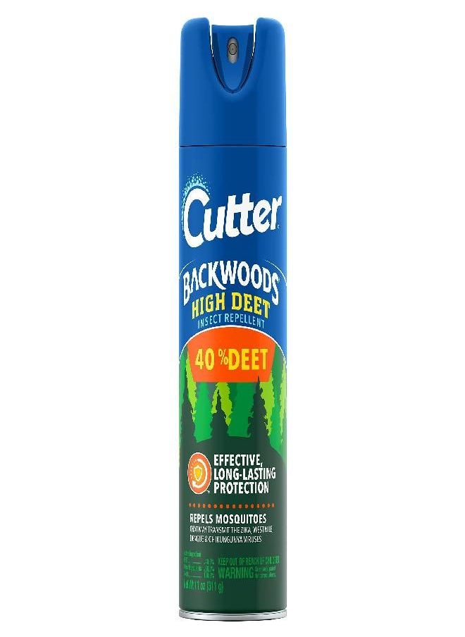 Cutter Backwoods High DEET Insect Repellent 11 oz, Aerosol, with 40% DEET