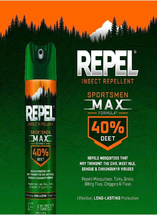 Repel Insect Repellent Sportsmen Max Formula 40% DEET 6.5 Ounces, Aerosol, 6 Pack