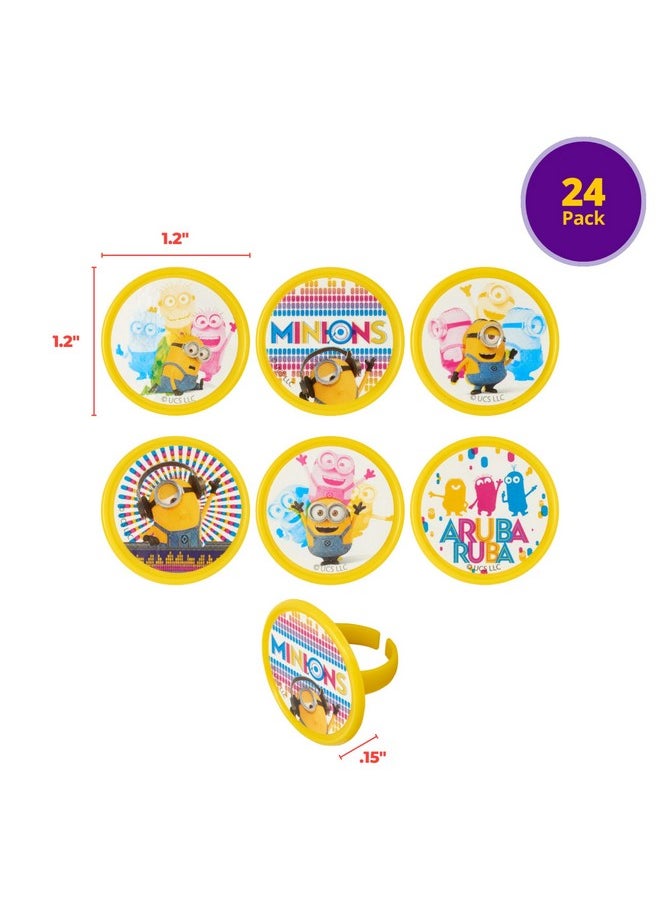 Despicable Me™ Celebrations Cupcake Rings, 24 Minions Cupcake Decorations, 6 Minion Designs On Yellow Rings - 24 Pack