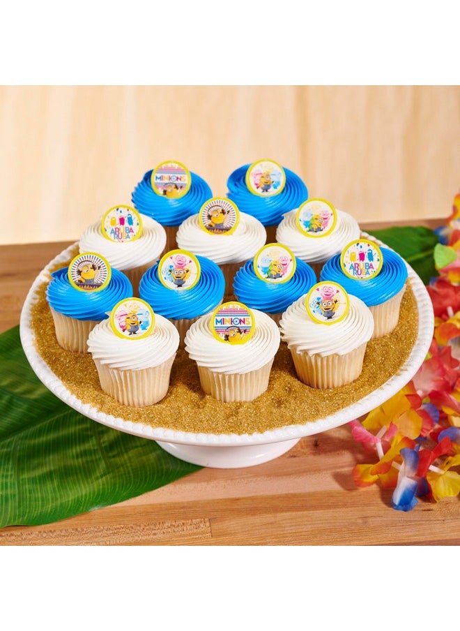 Despicable Me™ Celebrations Cupcake Rings, 24 Minions Cupcake Decorations, 6 Minion Designs On Yellow Rings - 24 Pack