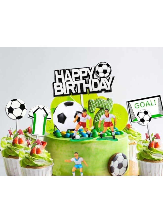 Football Theme Cake Topper Set, Football Players Cupcake Toppers, Happy Birthday Cake Picks Football Theme Party Cake Decorations, Soccer Party Theme Decorations for Baby Shower Party Favors Game Da