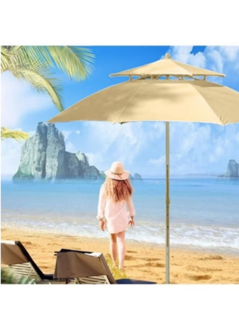 Double-Layer Sun Umbrella for Beach Camping and Fishing Durable Outdoor Canopy for Shade and Shelter