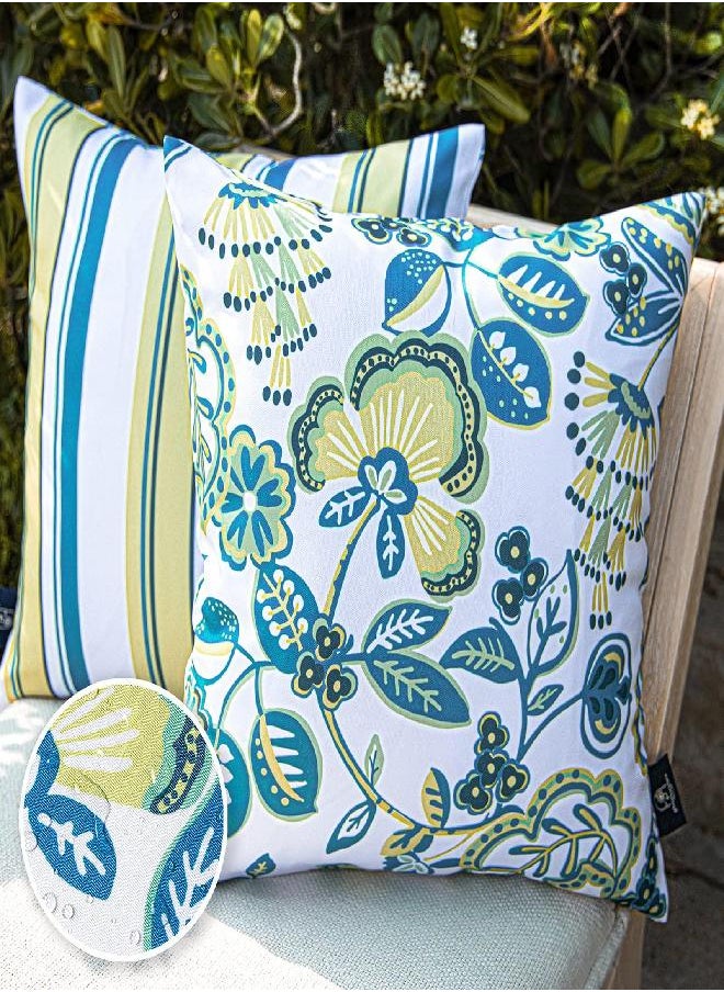 Phantoscope Pack of 2 Outdoor Indoor Throw Pillow Covers Decorative Waterproof Outdoor Pillows Patio Pillows Cushion Case for Couch Tent Park, Off White 18 x 18 Inches