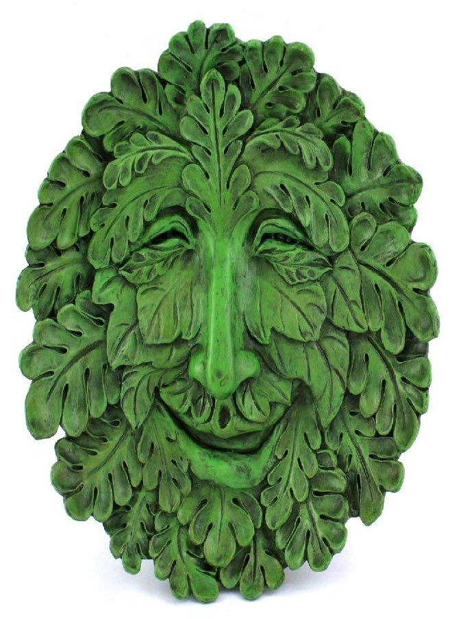 Top Collection Garden Oak Green Man Hanging Plaque, Large