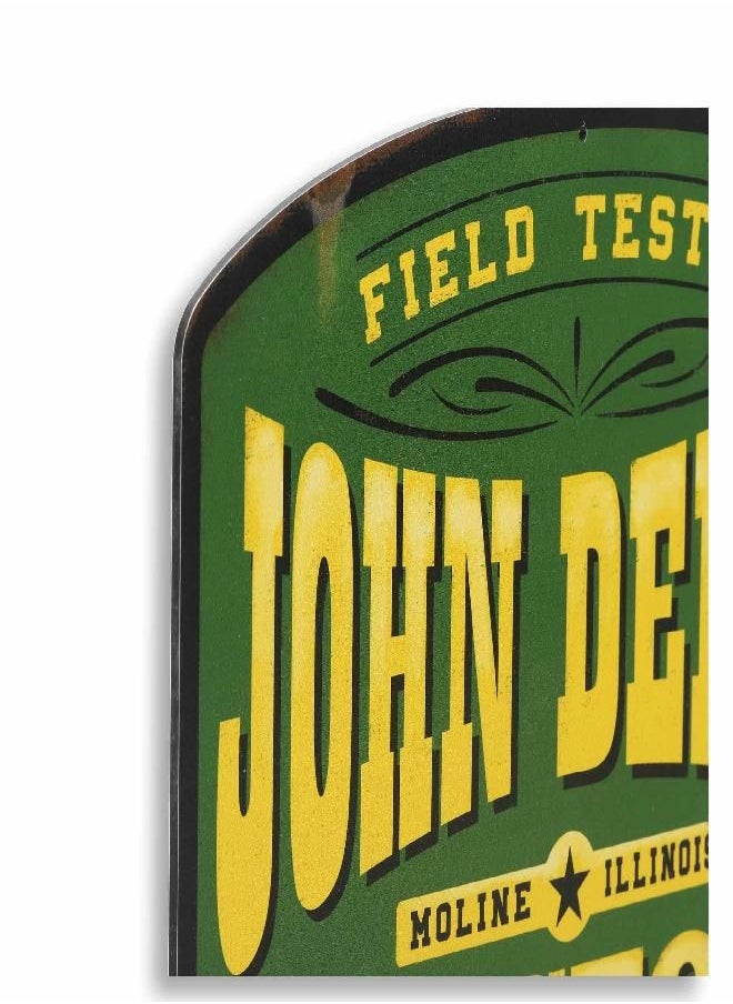 Open Road Brands John Deere Field Tested Tractors Metal Sign - Vintage John Deere Sign for Garage or Man Cave