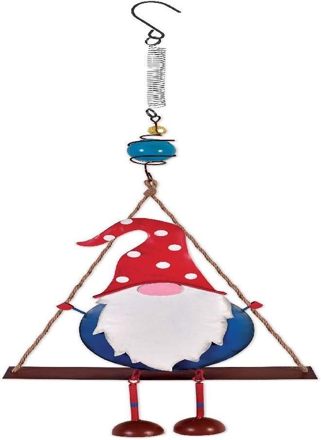 Sunset Vista Designs 93780 Gnome Collection-Hanging Bouncy, Red Hat Swing, 23-inc Height