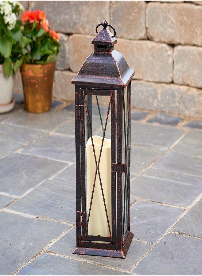 Smart Living 84036-LC Smart Design STI84036LC Siena Metal Lantern with LED Candle, Inch T, 16