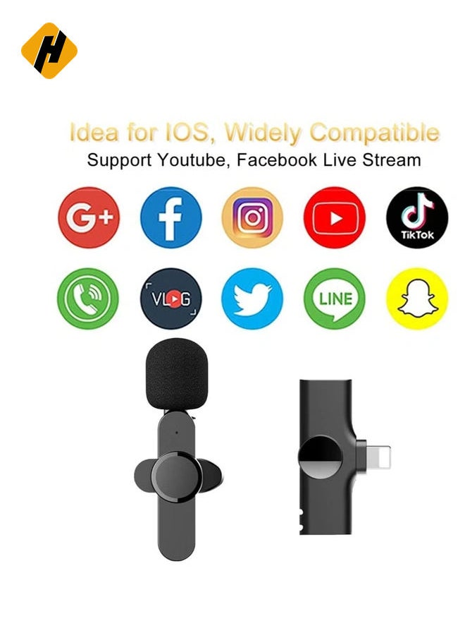 Wireless Plug-and-Play Clip-on Lapel Microphone in Sleek Black for Crystal Clear Sound