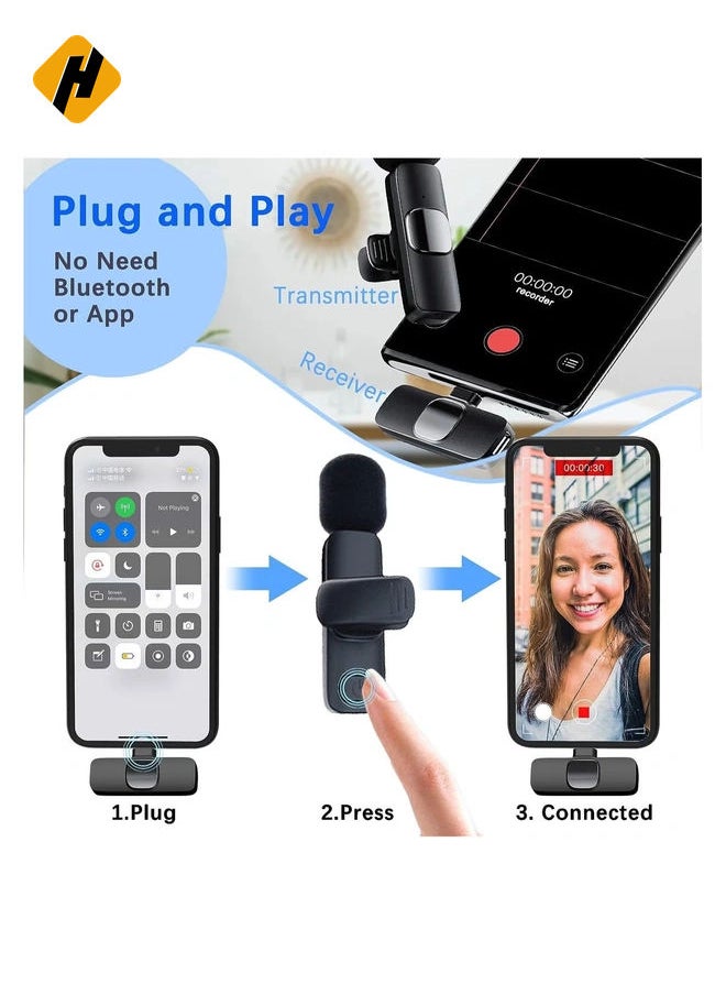 Wireless Lavalier Microphone,Wireless Clip Mic,Lapel Clip-on Microphone, for Smartphone, Laptop, Video Recording, Tiktok, Facebook Live, YouTube Live Stream