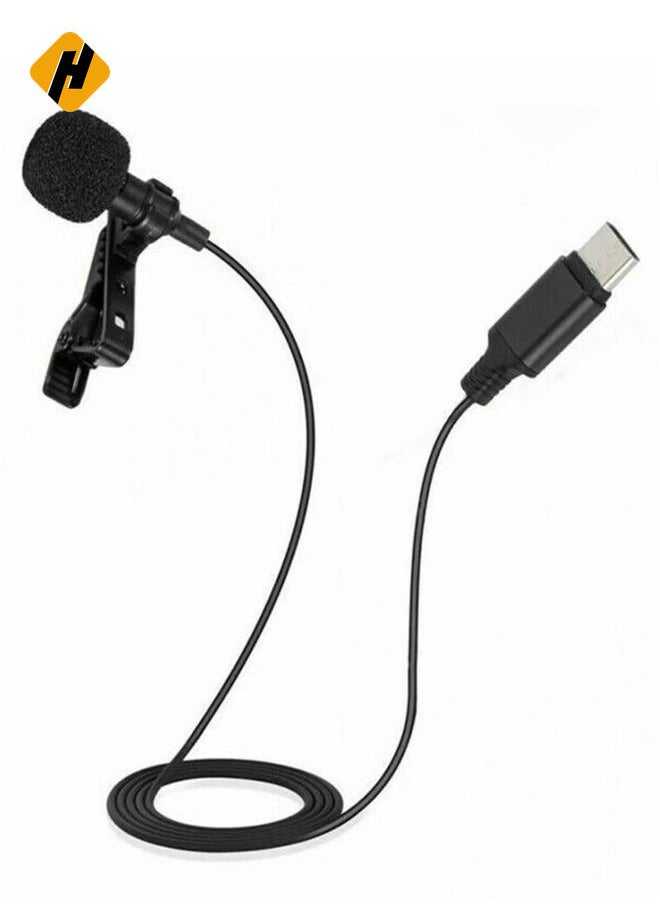 USB C Lavalier Lapel Microphone for Video Recording Mini Type C/3.5mm Clip-on Mic Plug Play Lav Mic for Android Phone PC Laptop