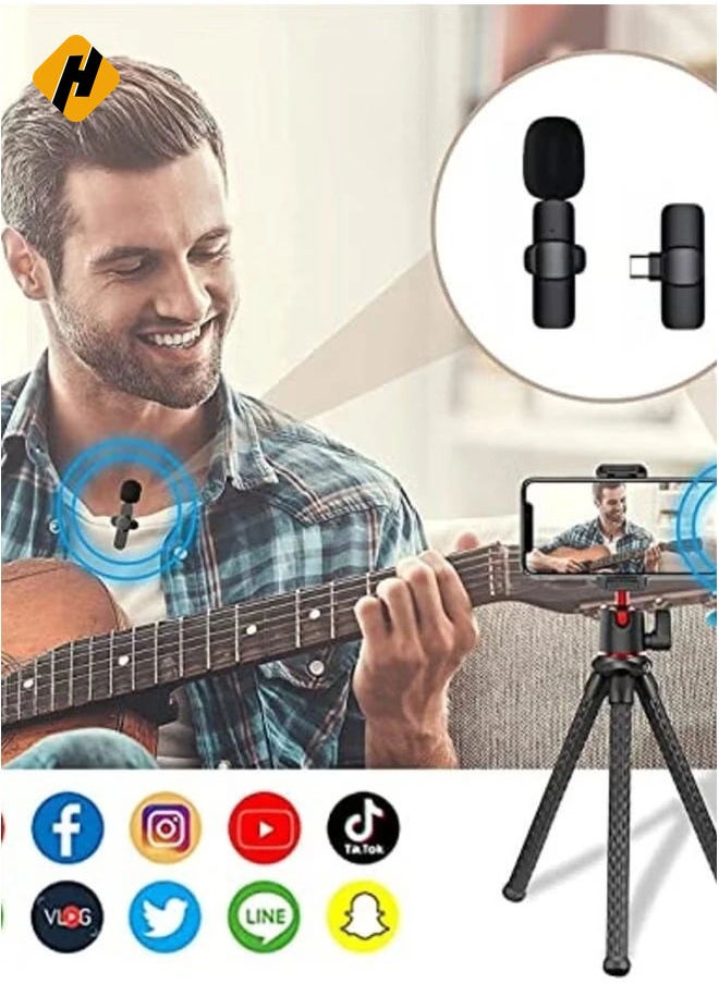 Wireless Lavalier Microphone for Type-C, Plug & Play Mini Mic for Android live broadcast gaming Video Recording