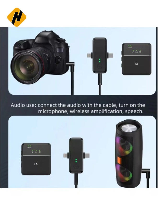 3-in-1 Wireless Microphone for iPhone & Type-C Devices – Dual Mic System for Clear Audio Recording and Streaming