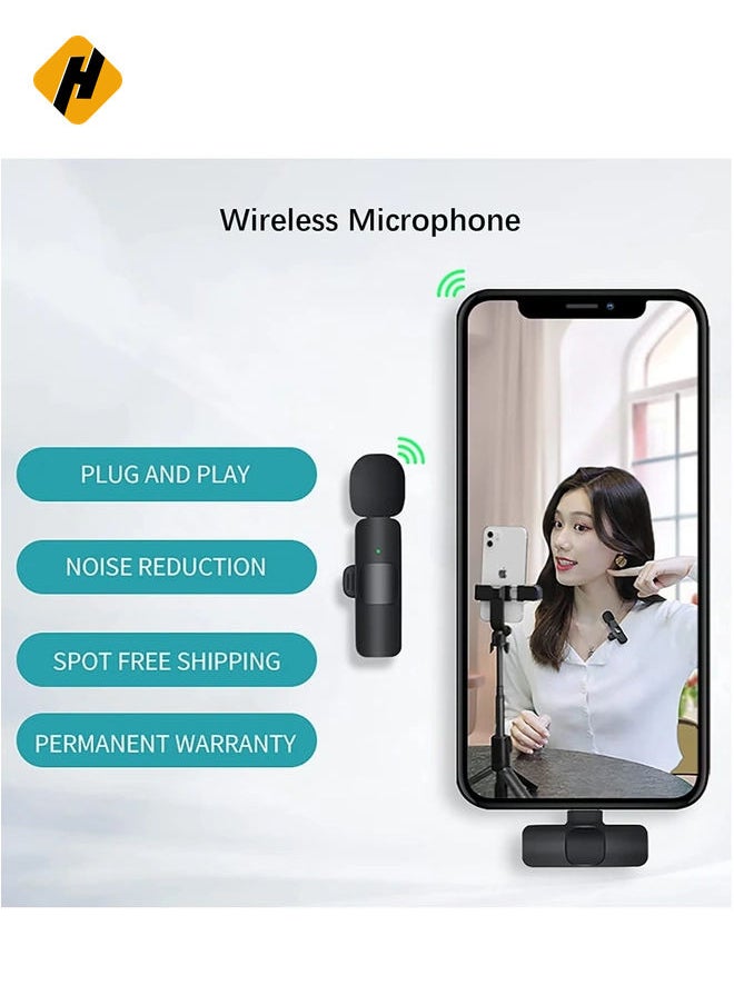 Wireless Lavalier Microphone for iPhone iPad USB C Smartphone, Plug and Play Mini Mic for YouTube TikTok Live Streaming Gaming K Song Recording Auto Noise Reduction (3.5mm 2)