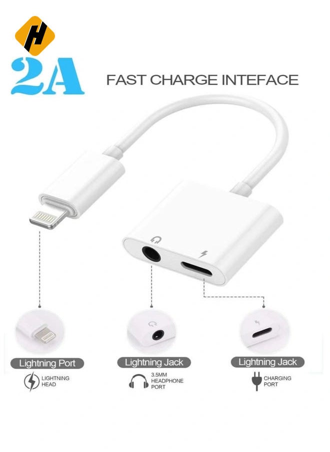 Headphone Jack Adapter for iPhone Car Charger 3.5mm Aux Earphone Audio Splitter and Charge Connector for iPhone 7/8/X/7 Plus/8 Plus/XS MAX Support Jack Dongle Converter and Charger Compatible All iOS