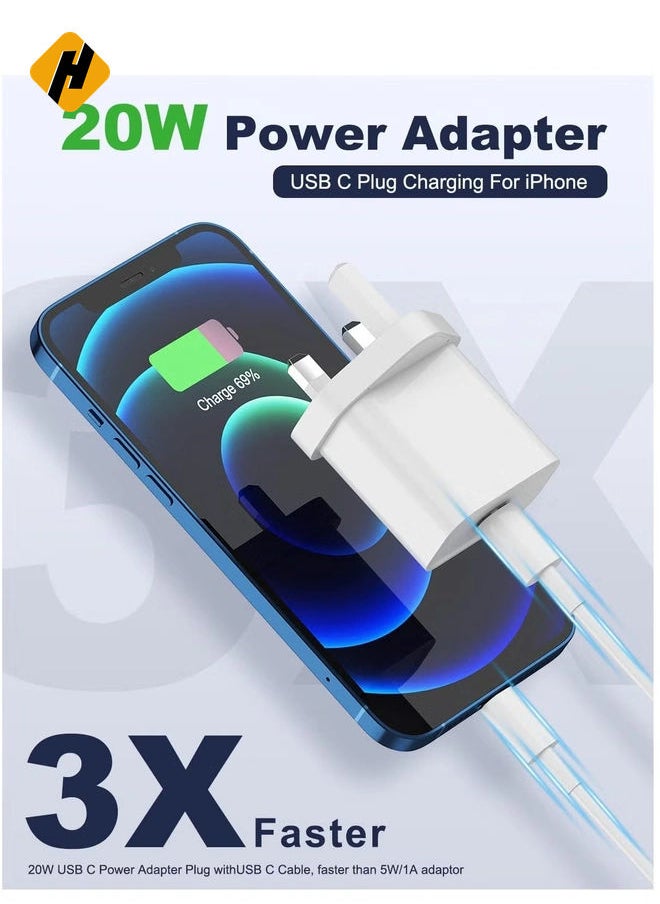 20W USB-C PD GaN Fast Charger Wall Adapter Plug Type C, Compatible for iPhone 14 pro/14 plus/14/13/12/11