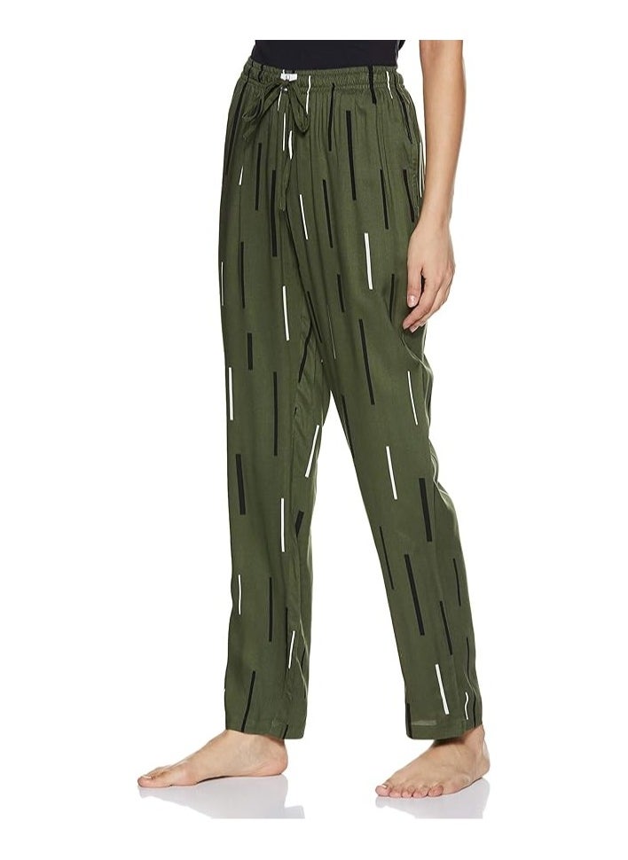 Green Viscose Pyjama Women Single Regular Fit Casual Pyjama