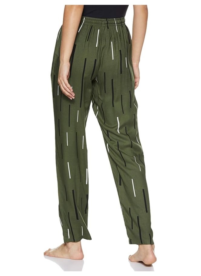 Green Viscose Pyjama Women Single Regular Fit Casual Pyjama