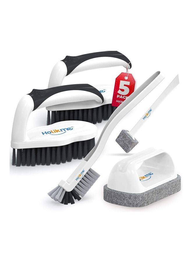 5-Piece Deep Clean Brush Set White/Black/Grey