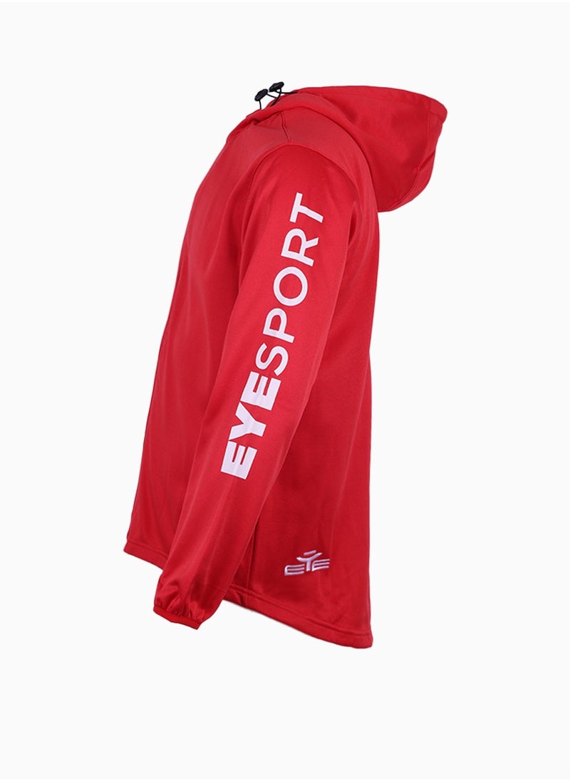 Men's Close Training Hoodie with Fleece Lining - Red