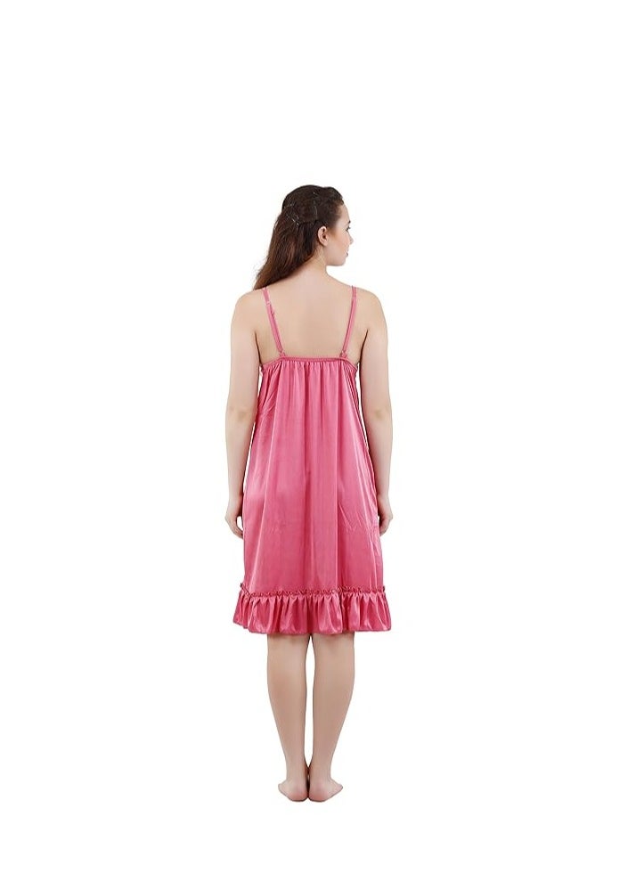 Women's Satin Solid Maxi (Size - Free Size) (Nightwear Set Pack of 2)