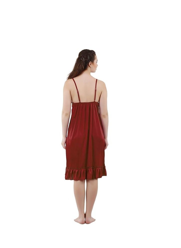 Women's Satin Solid Maxi (Size - Free Size) (Nightwear Set Pack of 2)