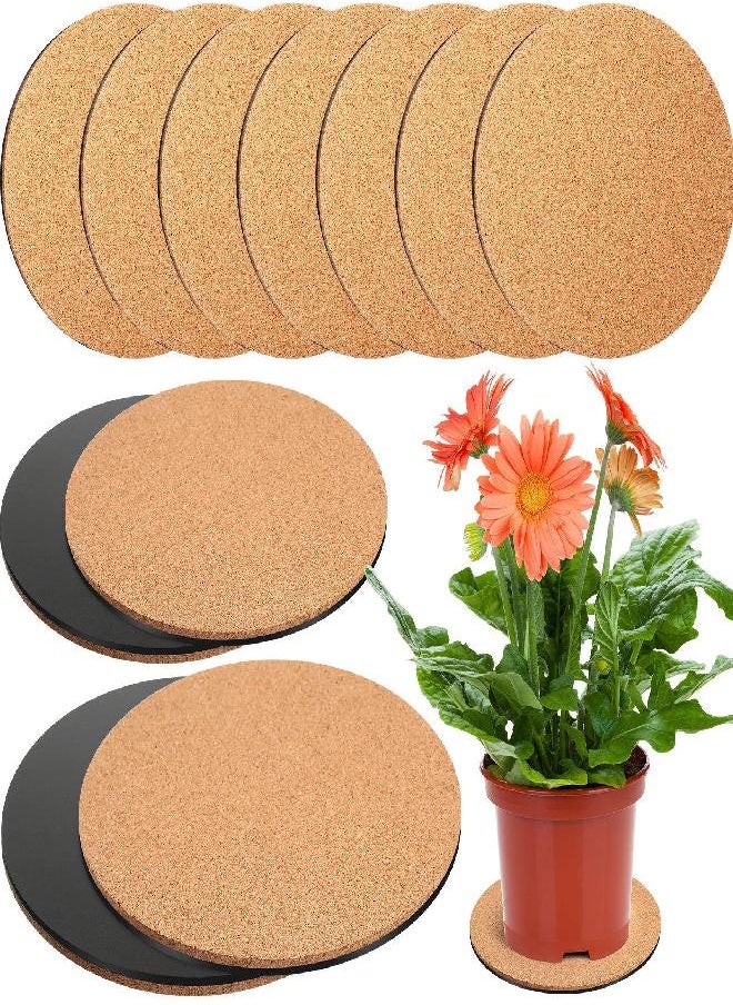 10 Pieces 3 Sizes Plate Pad Cork Plant Coasters, 4/6/8 Inch Cork Plant Mats Cork Coasters for Plants, Plant Coasters for House Plants Indoors