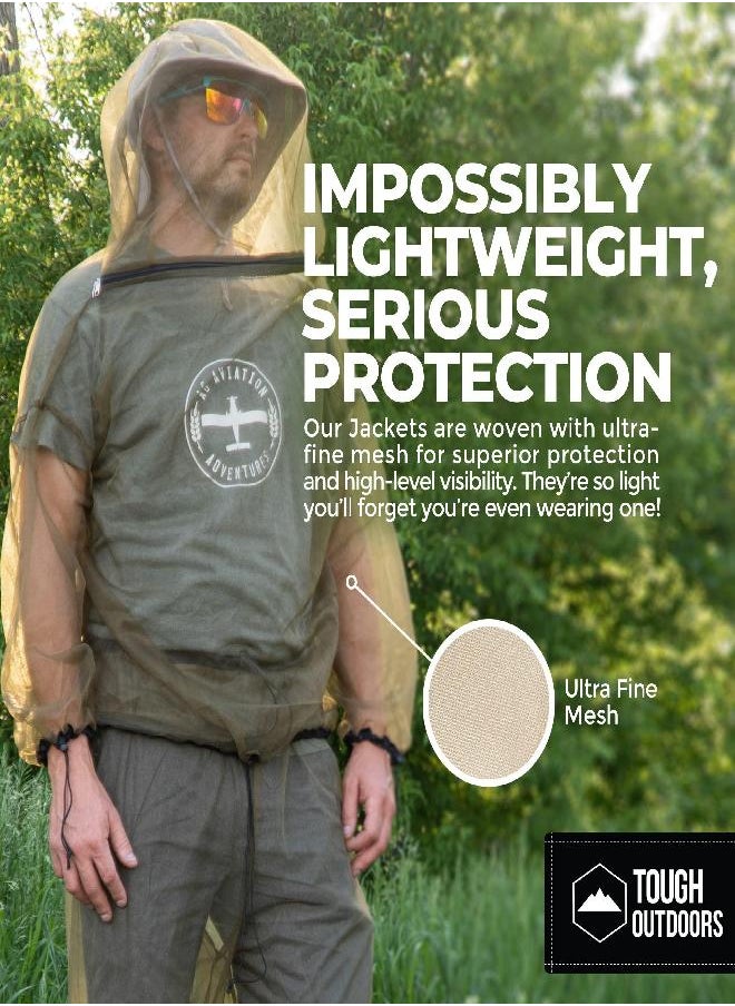 Mosquito Jacket - Net Bug Jacket w/Hood - Mesh Bug Jacket for Outdoor Protection from Bugs, Flies, Gnats, No-See-Ums & Midges - Mosquito Proof Clothing for Men & Women - w/Free Carry Pouch