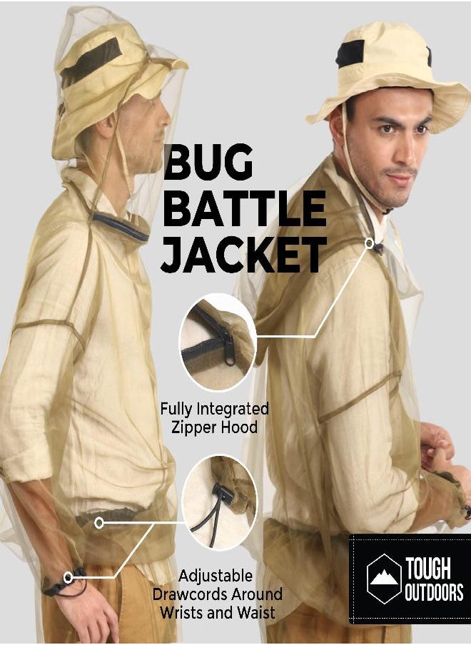 Mosquito Jacket - Net Bug Jacket w/Hood - Mesh Bug Jacket for Outdoor Protection from Bugs, Flies, Gnats, No-See-Ums & Midges - Mosquito Proof Clothing for Men & Women - w/Free Carry Pouch