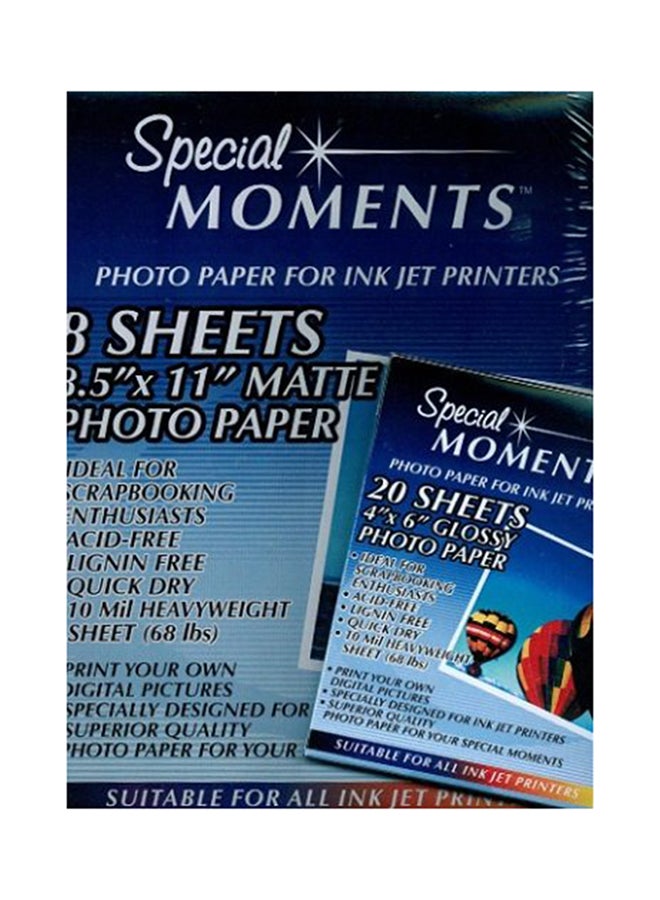 Special Moments Photo Paper For Ink Jet Printers: 20 Sheets, 4