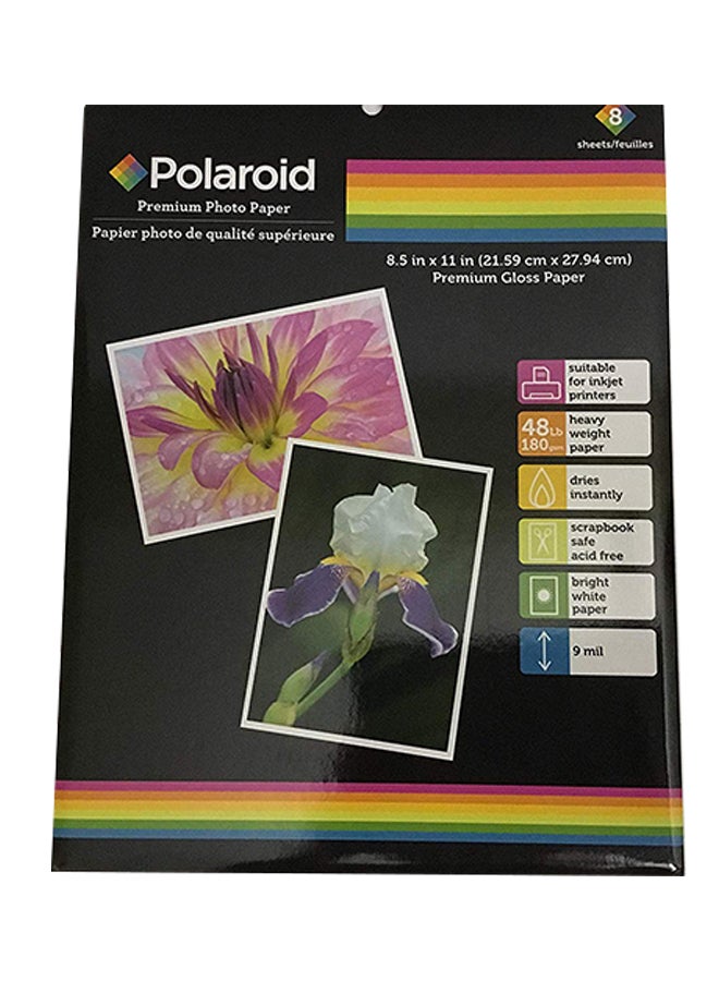 8 Sheet Premium Gloss Photo Paper