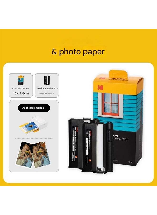 KODAK Dock Plus & Dock Photo Printer Cartridge PHC-80 – Cartridge Refill & Photo Paper- 80 Pack