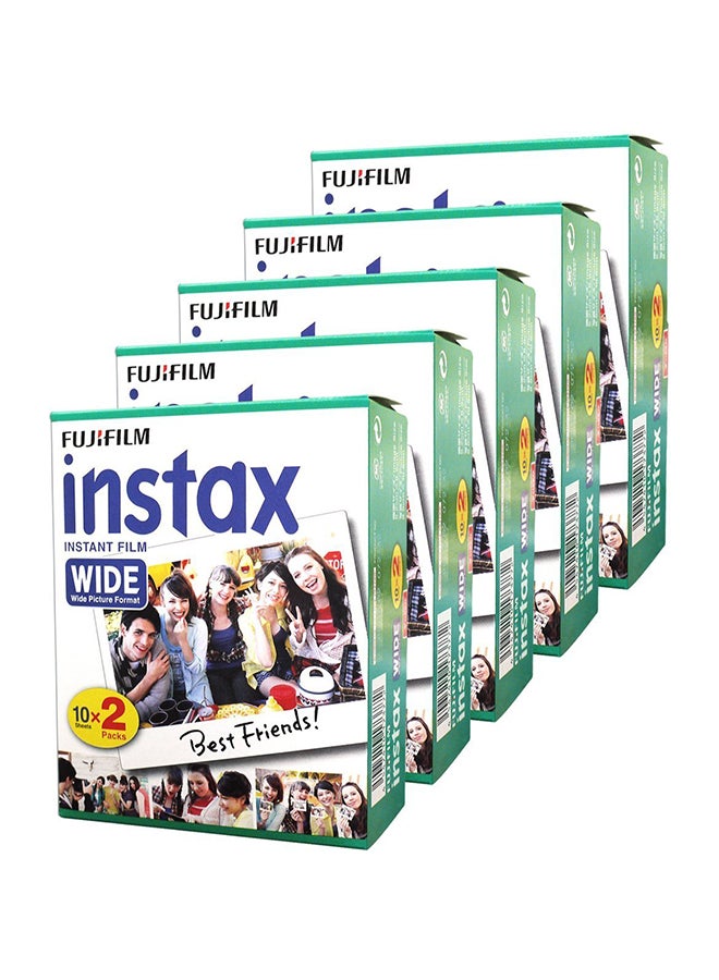 Pack Of 5 Instax Wide Picture Format Instant Film Multicolour