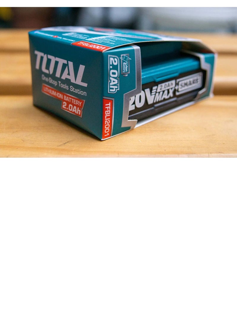 TOTAL Lithium 20V Battery Pack – 2.0Ah Lithium-Ion, LED Power Indicator, Compatible with P20S Series Tools, Long-Lasting Rechargeable Battery for Power Tools