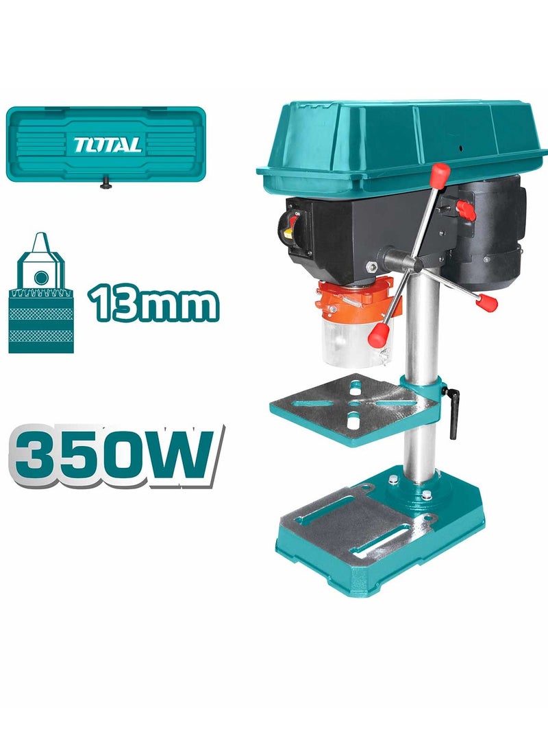 TOTAL 350W Press Drill 13mm – Adjustable Working Table, 5 Spindle Speed Settings, Max Drilling Capacity 13mm, for Home & DIY Projects