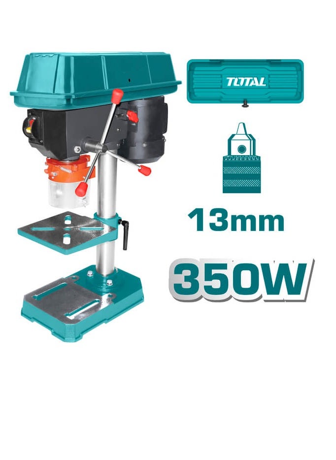 TOTAL 350W Press Drill 13mm – Adjustable Working Table, 5 Spindle Speed Settings, Max Drilling Capacity 13mm, for Home & DIY Projects