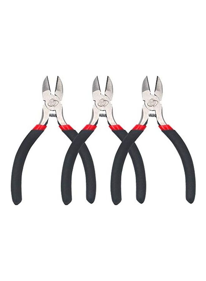 3-Piece Wire Cutter Set Silver/Black/Red