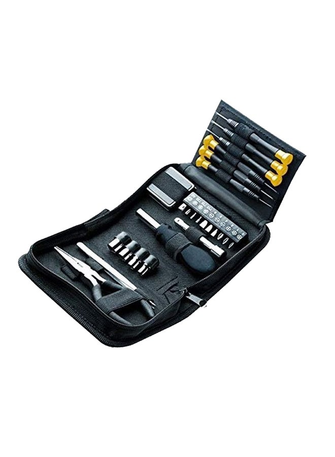 25-Piece Three-Fold Miniature Tool Set Black/Silver/Yellow