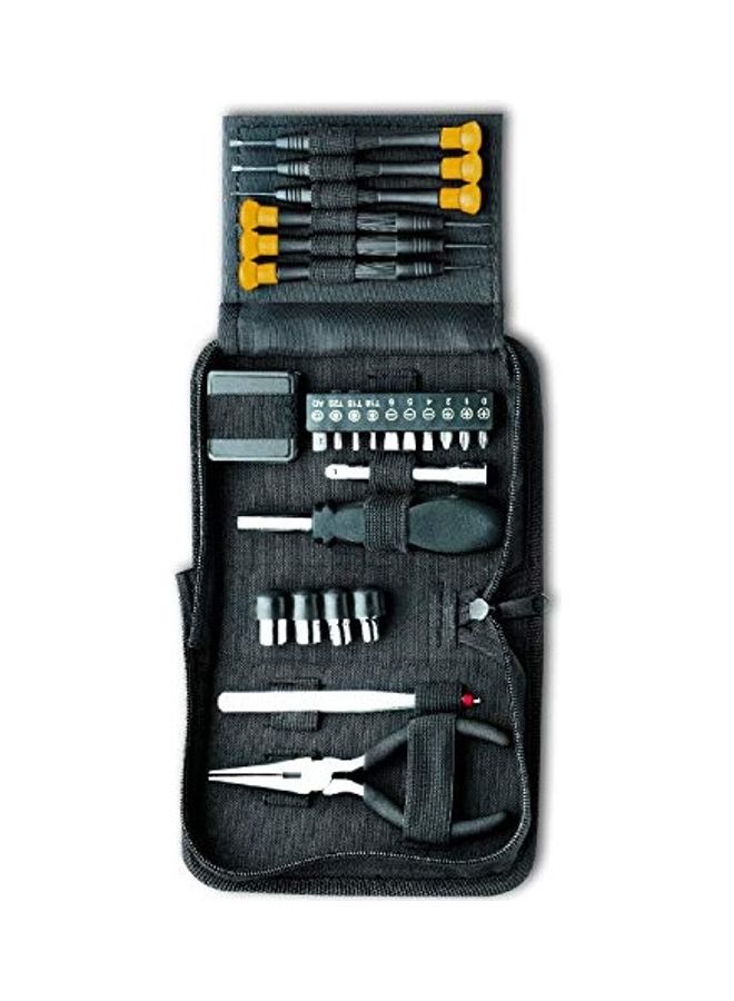 25-Piece Three-Fold Miniature Tool Set Black/Silver/Yellow