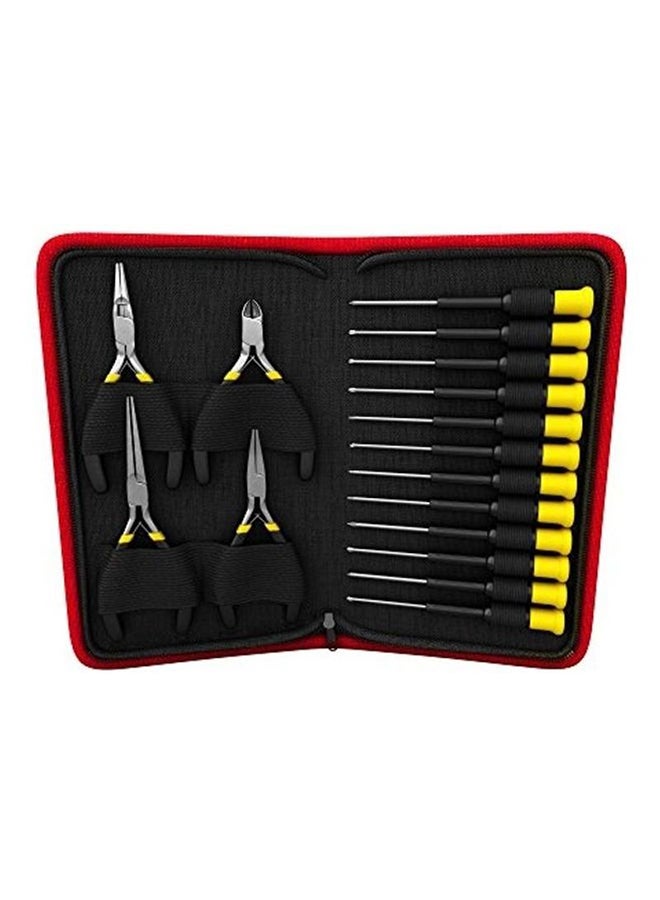 16-Piece Precision Tool Set Black/Red/Yellow