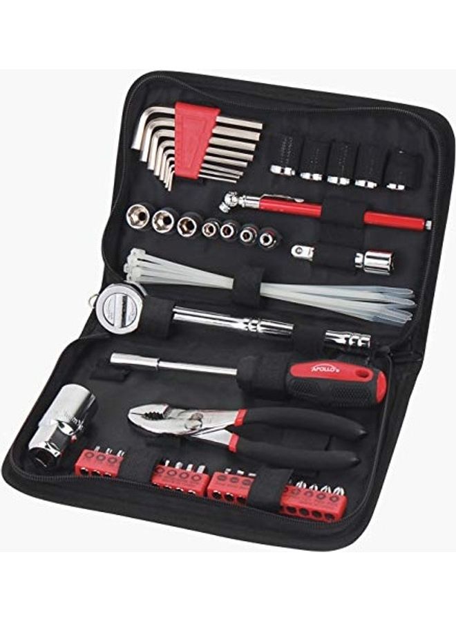 56-Piece Zip Case Tool Kit Black/Silver/Red