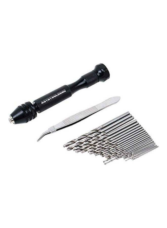 25-Piece Micro Twist Drill Bits Set Silver/Black